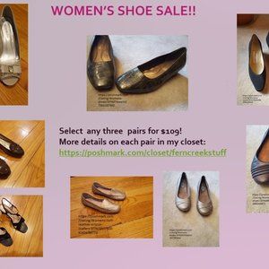 Shoe Sale!! Buy any three pairs for $109